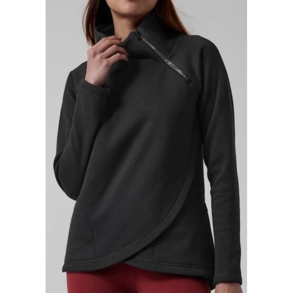 ATHLETA‎ Karma Asym Pullover Sweatshirt Black Women's Workout | XS